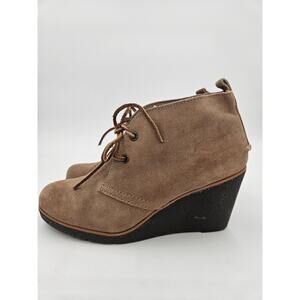 Sperry Womens Harlow Bootie Size 7.5 Tan Suede 3 Inch Wedge Shoes Low Boots